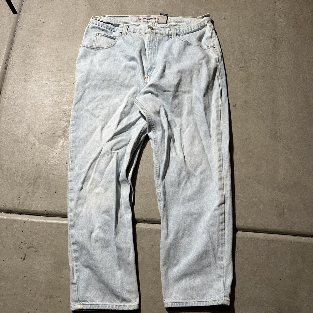 Vintage Anchor Blue Jeans Mens 38x30 Light Wash Loose Fit Baggy 90s Y2K‎